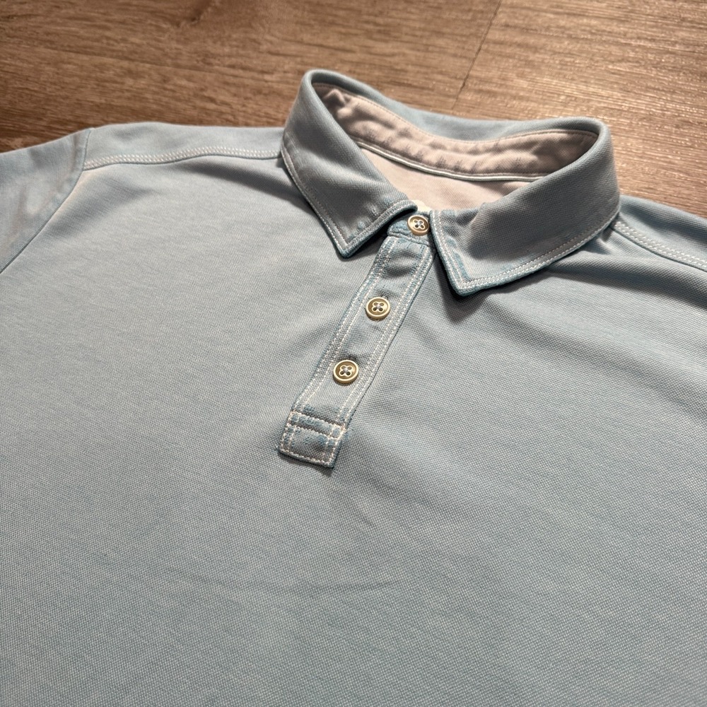 Tommy Bahama Polo Shirt Mens Large Blue Tencel Preppy Marlin Logo Costal Beach